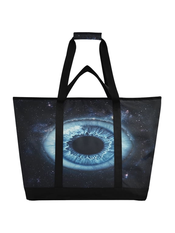 Blue Iris Pattern Tote Cooler Bag Fold Flat Insulated Shopping Bag With Zipper For Work Picnic Beach Use 186.724in
