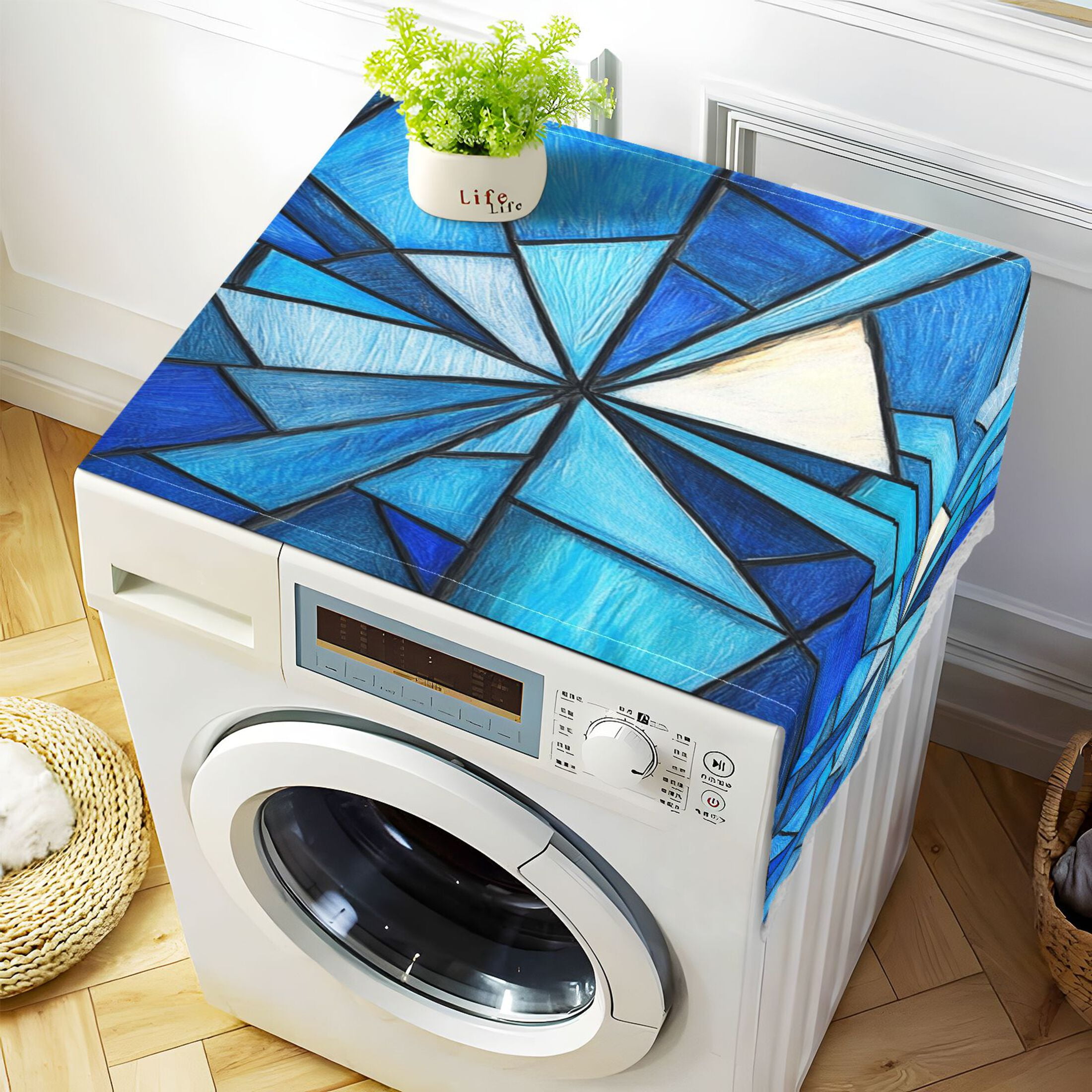 WOBOGO Blue Irregular Glass Washing Machine Cloth Dryer Refrigerator Top Cover Protective Non-Slip Mat For Kitchen Laundry