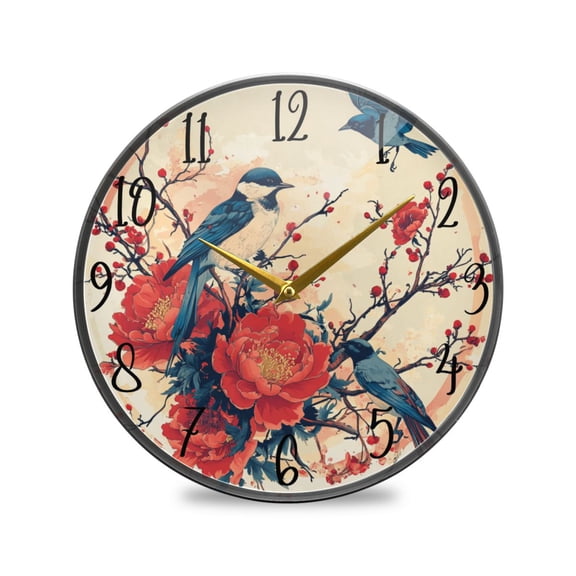 WOBOGO Blue Magpie Acrylic Wall Clock Battery Operated 9.5in Silent No Tick Bedroom Living Room Office Classroom Decoration