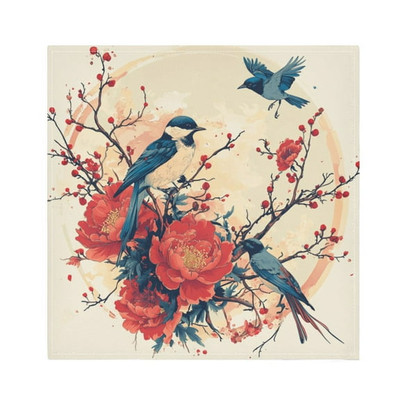 WOBOGO Blue Magpie Cloth Napkins 1 Piece Soft Elegant Touch Durable Absorbent Quick Drying for Elegant Dining