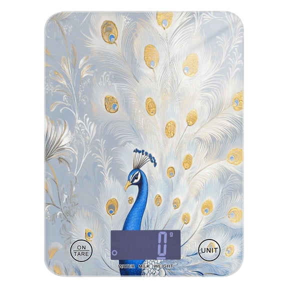 WOBOGO Blue Peacock Kitchen Scale Digital Gram and Ounce Weighing for Cooking Baking Ketogenic Diet Meal Prep