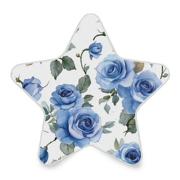WOBOGO Blue Rose LED Star Night Light 0.2 Watt Wall Plug Dusk to Dawn Auto Switch Adjustable Brightness Soft White Light