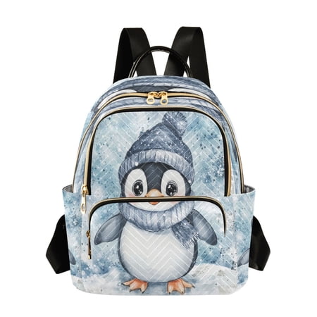 WOBOGO Blue Scarf Penguin Pattern Butterfly Backpack Durable Lightweight Shoulder Bag Built-in Laptop Sleeve and Multiple Utility Compartments