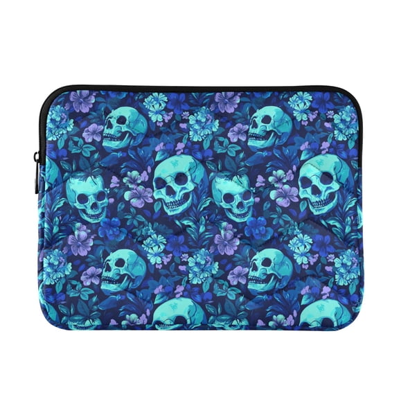 WOBOGO Blue Skull Flower Laptop Sleeve 15.7 inch Lightweight Zipper Design Soft Padded Protection Against Scratches and Impacts