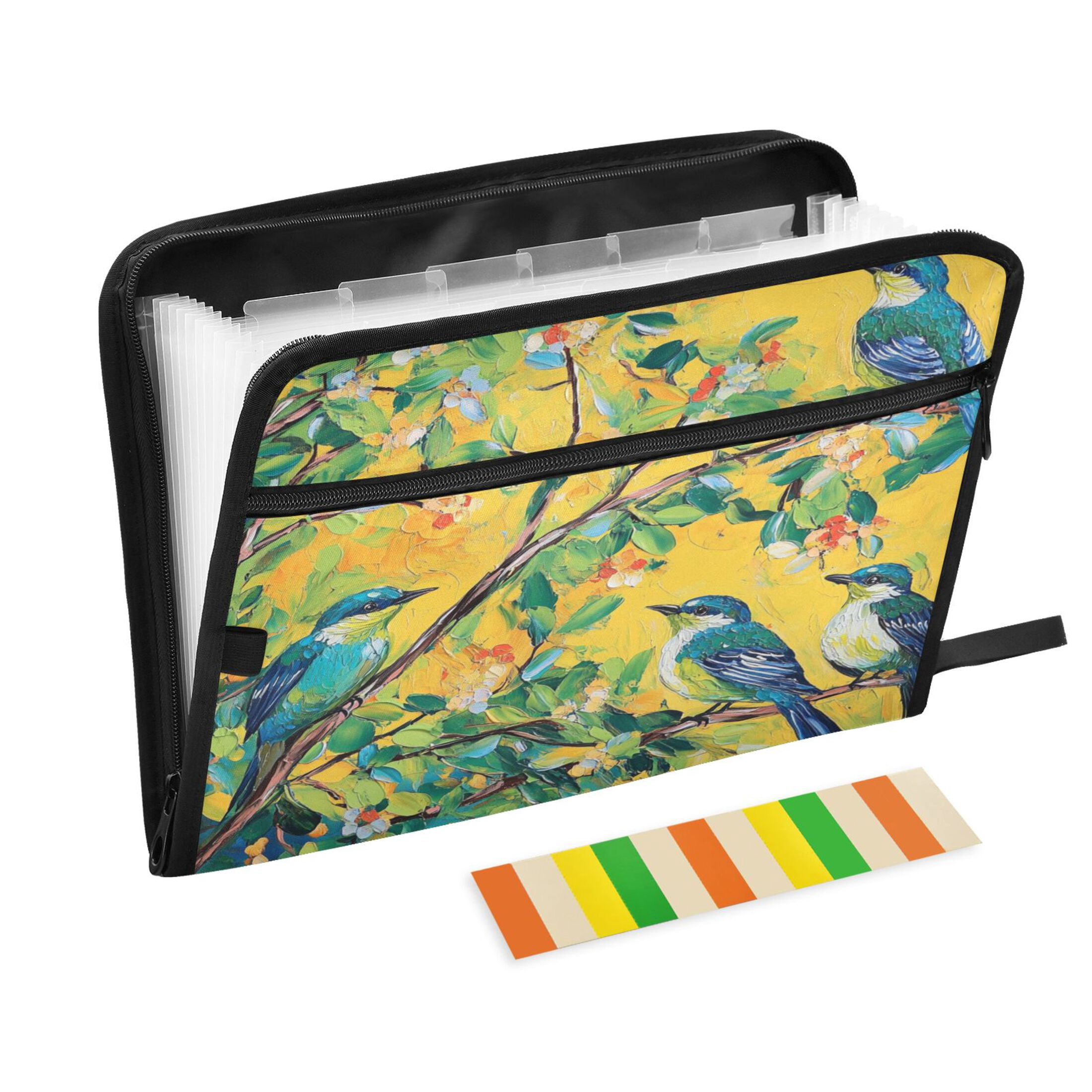 WOBOGO Blue Sparrow Expanding File Folder Letter Size Accordion Filing Organizer 13 Pocket Separate Organ Pocket