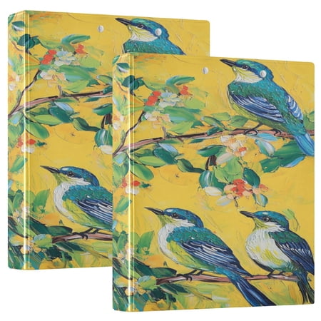 WOBOGO Blue Sparrow File Folders Extra Large Capacity to Hold 200 Sheets of Documents Hard Shell Ring Binder for School Home Office