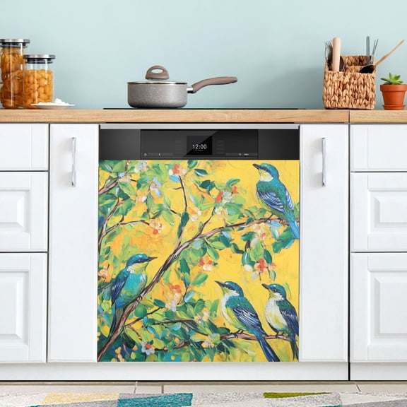 WOBOGO Blue Sparrow Magnetic Dishwasher Sticker Personalized DIY Beautiful and Practical Home Kitchen Decorations 2316in
