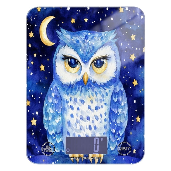 WOBOGO Blue Starry Owl Kitchen Scale Digital Gram and Ounce Weighing for Cooking Baking Ketogenic Diet Meal Prep
