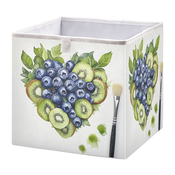WOBOGO Blueberry Kiwi Fruit Plate Storage Basket Foldable Easy to Clean Durable with Hollow Support Plate with Handle 11.02×11.02×11.02 in
