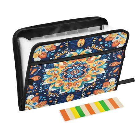 WOBOGO Bohemian Style Pattern Expanding File Folder Letter Size Accordion Filing Organizer 13 Pocket Separate Organ Pocket