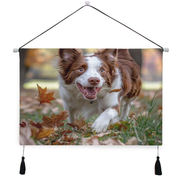 WOBOGO Border Dog Living Room Canvas Wall Art Bedroom Study Framed Canvas Print Artwork Home Office Decorations 24.516.7in