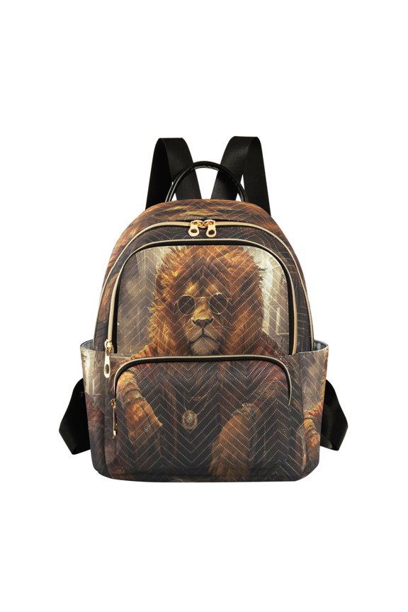 Bossy Lion Illustration Butterfly Backpack Durable Lightweight Shoulder Bag Built-in Laptop Sleeve and Multiple Utility Compartments