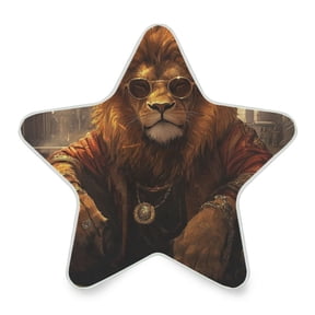 WOBOGO Bossy Lion Illustration LED Star Night Light 0.2 Watt Wall Plug Dusk to Dawn Auto Switch Adjustable Brightness Soft White Light