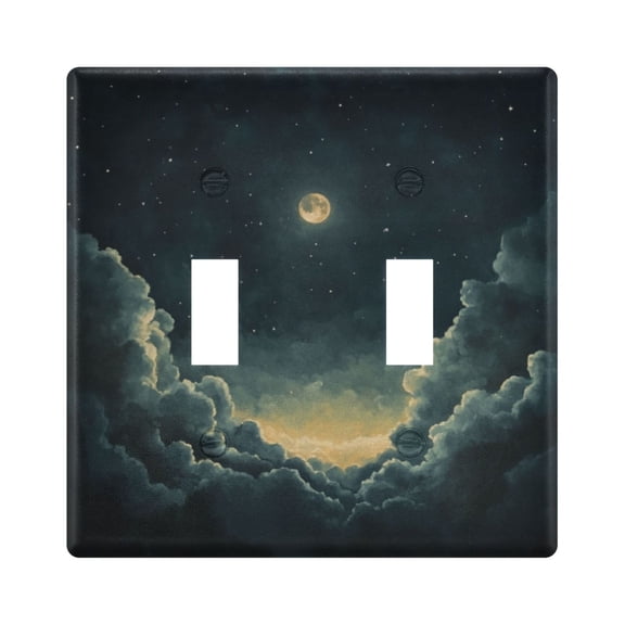 WOBOGO Bright Starry Night 2-hole Switch Plates PC Flame Retardant Plastic Material Glossy Finish Smooth Touch 4.56x4.48x0.27in