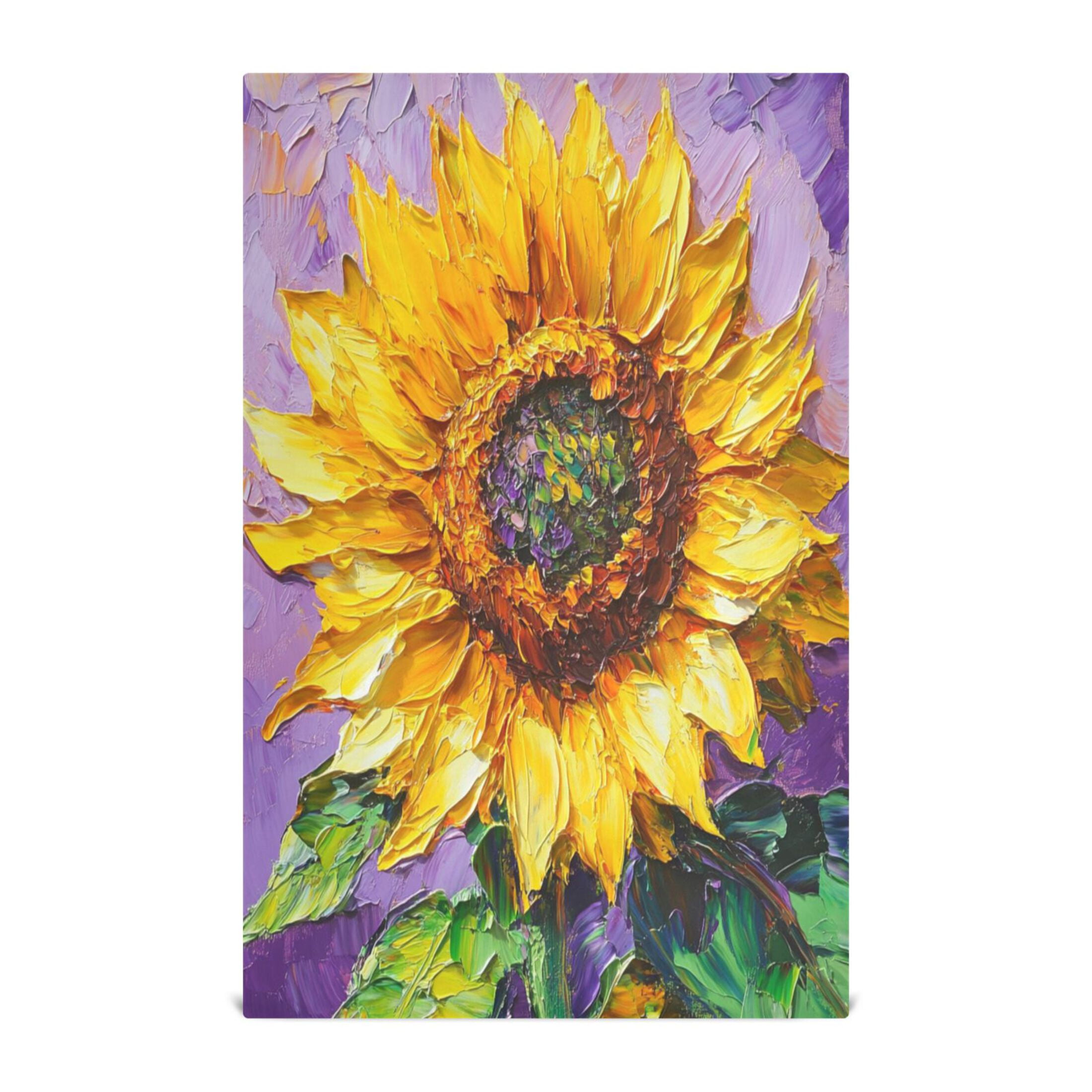 WOBOGO Bright Yellow Sunflower Kitchen Towel 6 Piece Large Cotton Dishcloth Premium Absorbency Set with Hanging Loop