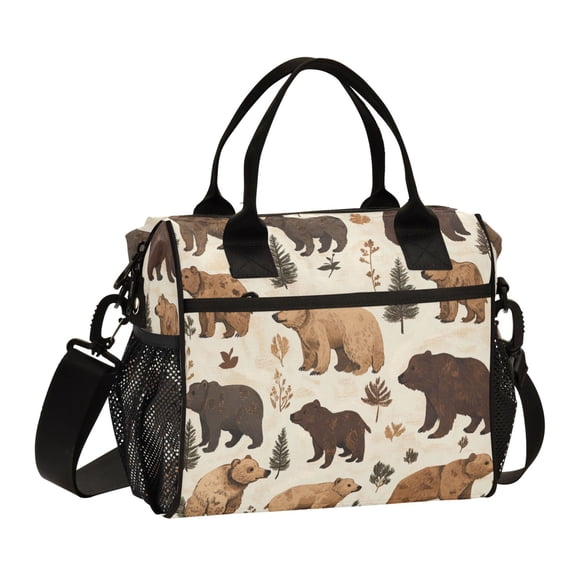 WOBOGO Brown Bear Lunch Bag Large Capacity Leak Proof Insulation Soft Adult Men and Women Universal 11.811.46.2in