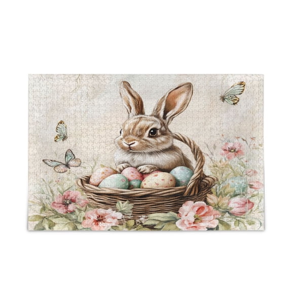 WOBOGO Brown Easter Bunny Puzzle Challenge 500 Piece Jigsaw Suitable for Game Night Finished Size 20.5 x 14.9in