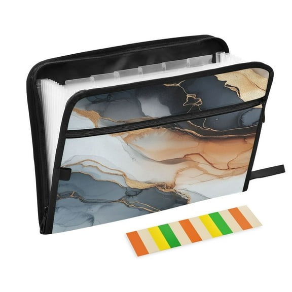 WOBOGO Brown Gilt Marble Expanding File Folder Letter Size Accordion Filing Organizer 13 Pocket Separate Organ Pocket