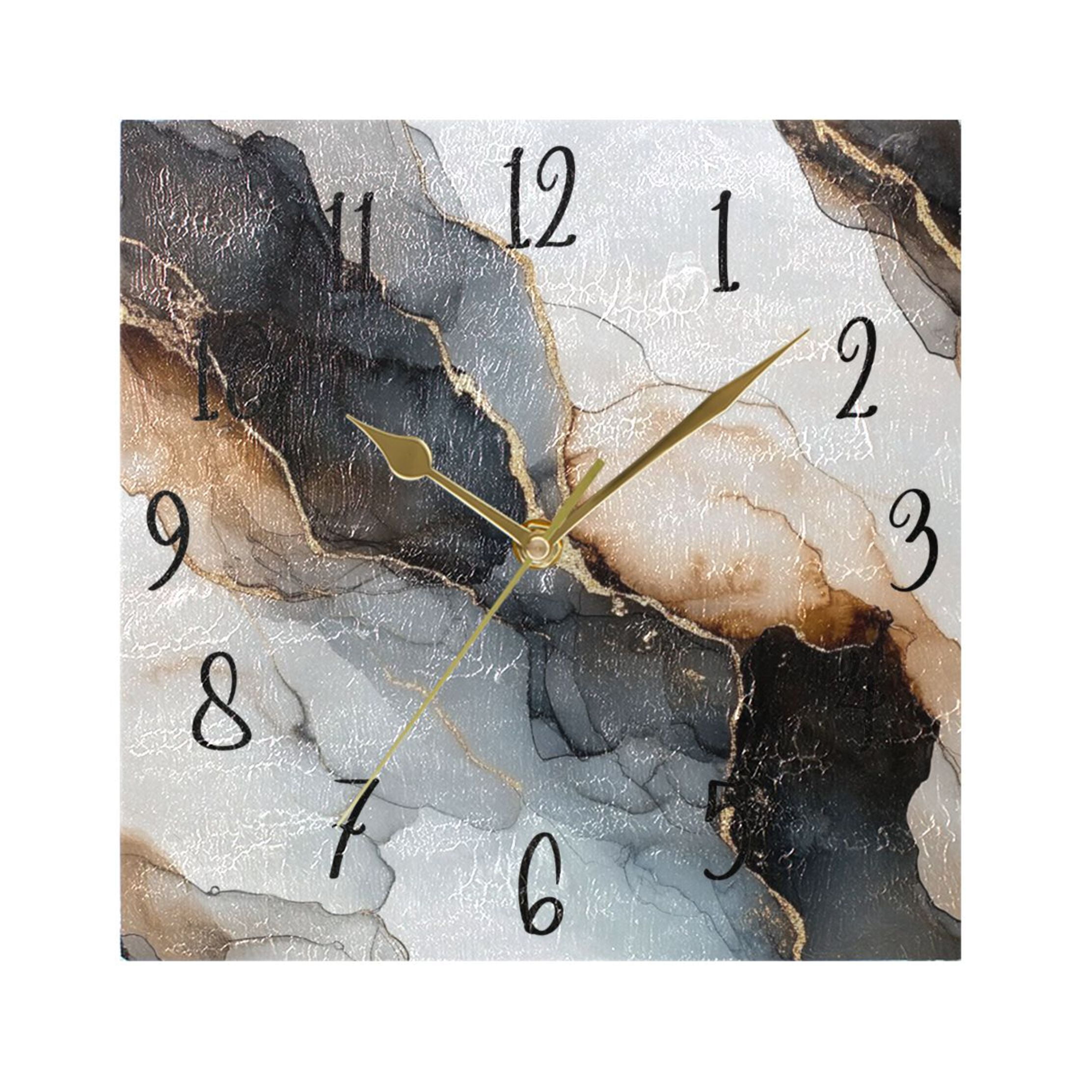 WOBOGO Brown Gilt Texture Wall Clock 7.78 Inch Battery Operated Silent ...