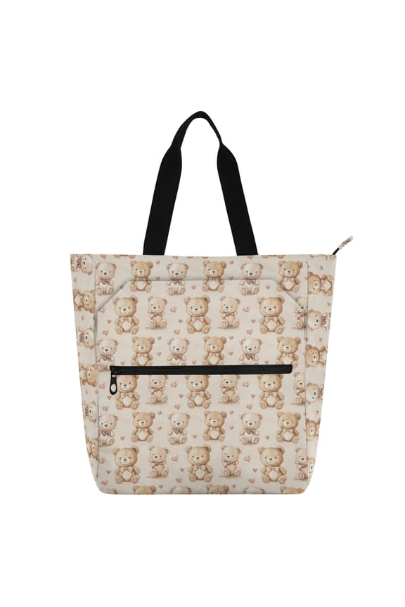 Brown Lovely Teddy Bear Tote Bag for Students Birthday Gifts for Book Lovers Can be Used for Piano Lesson Pack Field Trips