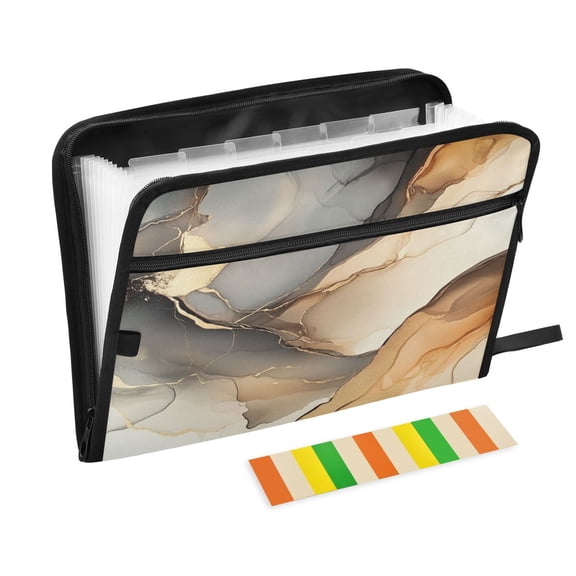 WOBOGO Brown Marble Pattern Expanding File Folder Letter Size Accordion Filing Organizer 13 Pocket Separate Organ Pocket