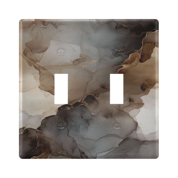 WOBOGO Brown Marble Patterns 2-hole Switch Plates PC Flame Retardant Plastic Material Glossy Finish Smooth Touch 4.56x4.48x0.27in