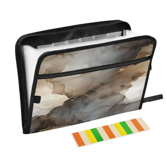 WOBOGO Brown Marble Patterns Expanding File Folder Letter Size Accordion Filing Organizer 13 Pocket Separate Organ Pocket