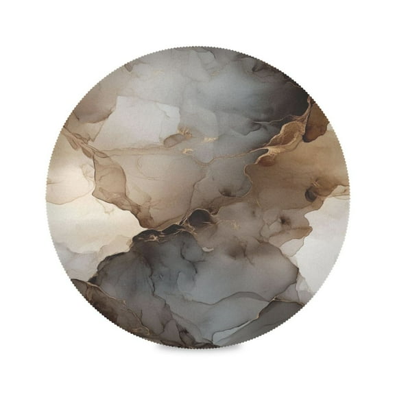 WOBOGO Brown Marble Patterns Round Placemats Set of 4 Heat Resistant Washable Kitchen Table Decorations 15.4in