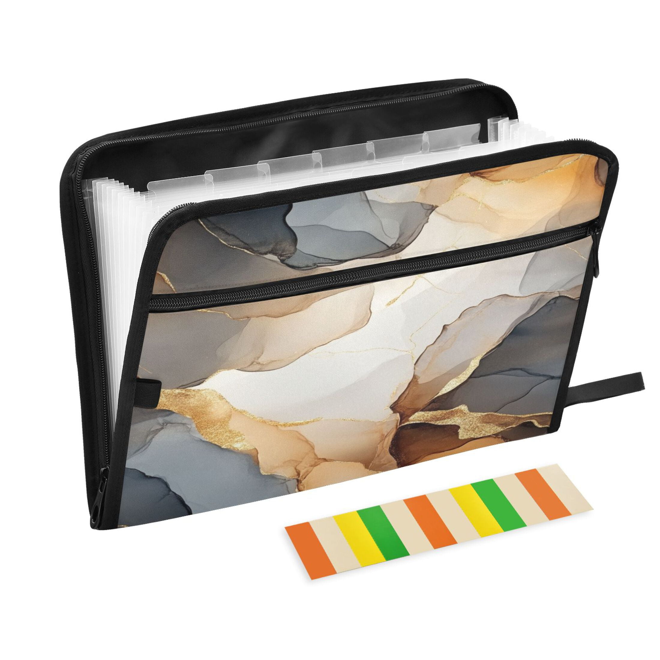 WOBOGO Brown Petal Texture Expanding File Folder Letter Size Accordion Filing Organizer 13 Pocket Separate Organ Pocket