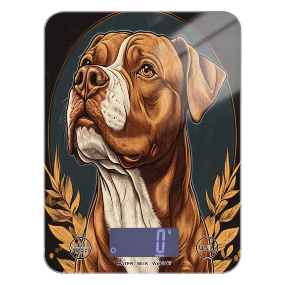 WOBOGO Brown Pit Bull Illustration Kitchen Scale Digital Gram and Ounce Weighing for Cooking Baking Ketogenic Diet Meal Prep
