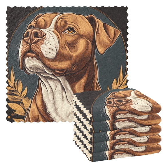 WOBOGO Brown Pit Bull Illustration Kitchen Towels 6pcs Ultra Soft Absorbent Quick Drying Dish Cloths 1111inch