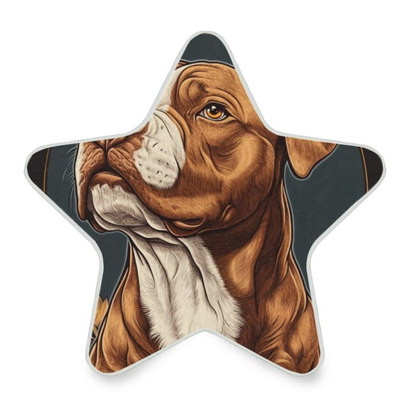 WOBOGO Brown Pit Bull Illustration LED Star Night Light 0.2 Watt Wall Plug Dusk to Dawn Auto Switch Adjustable Brightness Soft White Light
