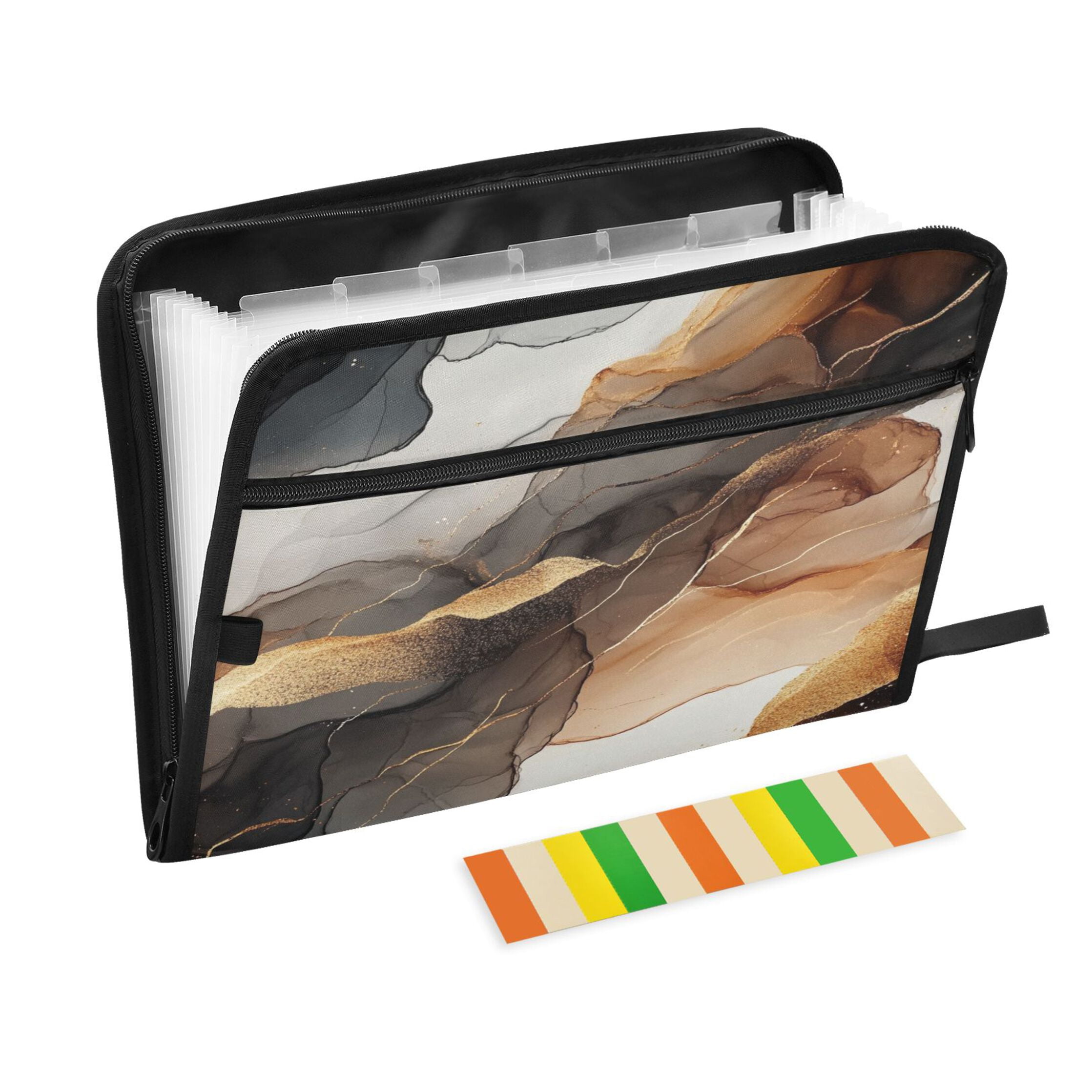 WOBOGO Brown Texture Expanding File Folder Letter Size Accordion Filing Organizer 13 Pocket Separate Organ Pocket