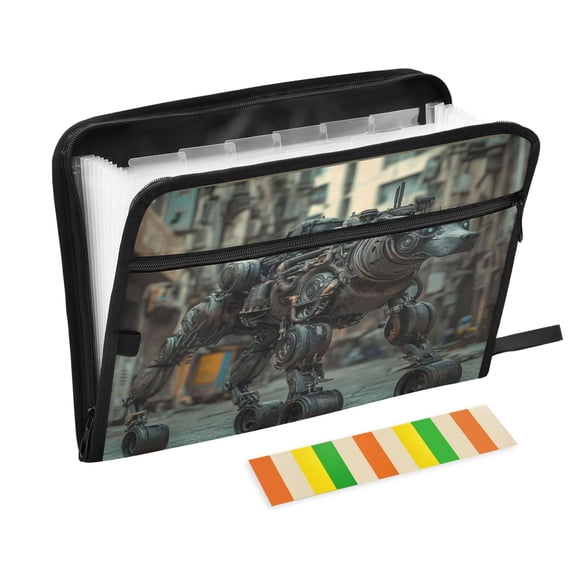 WOBOGO Bully Robot Dog Patterns Expanding File Folder Letter Size Accordion Filing Organizer 13 Pocket Separate Organ Pocket