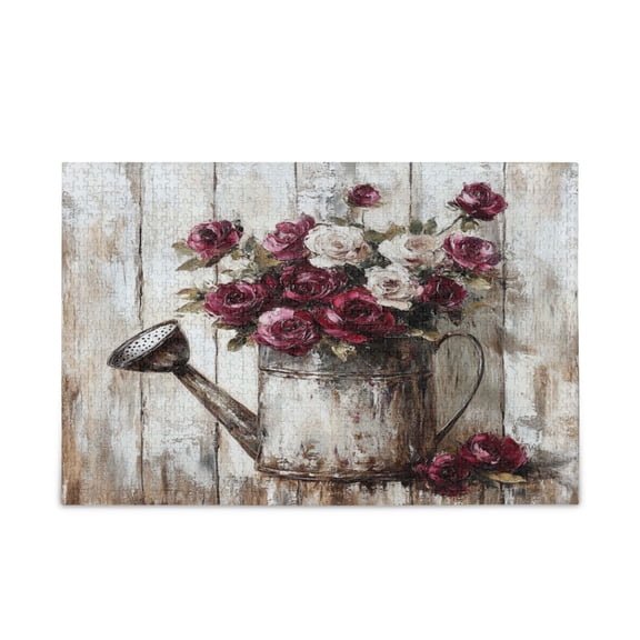 WOBOGO Burgundy Roses Puzzle Challenge 500 Piece Jigsaw Suitable for Game Night Finished Size 20.5 x 14.9in