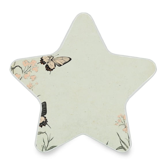WOBOGO Butterfly Print with Pastel Flowers LED Star Night Light 0.2 Watt Wall Plug Dusk to Dawn Auto Switch Adjustable Brightness Soft White Light