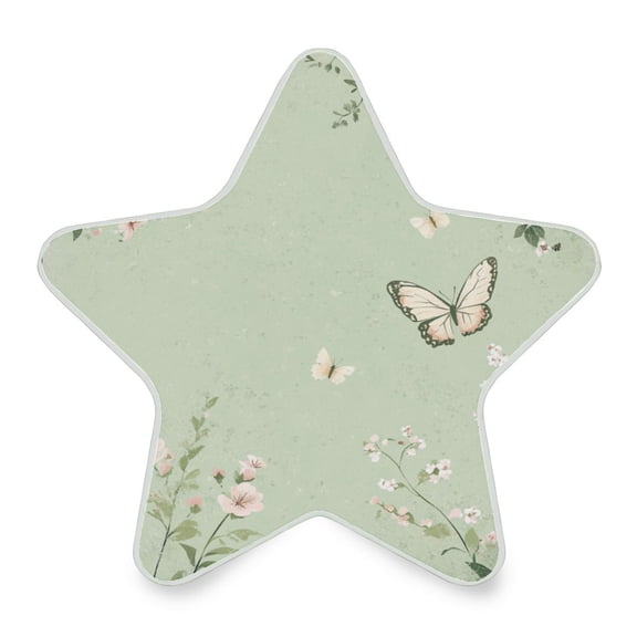WOBOGO Butterfly Print with Pastel Flowers LED Star Night Light 0.2 Watt Wall Plug Dusk to Dawn Auto Switch Adjustable Brightness Soft White Light