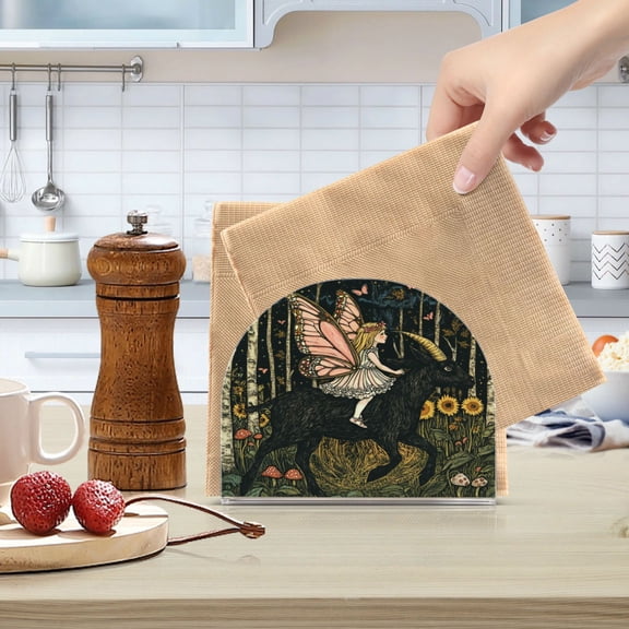 WOBOGO Butterfly Wizard Clear Acrylic Napkin Holder Kitchen Tissue Face Towel Cocktail Rack Bar Restaurant Dinner Paper Dispenser
