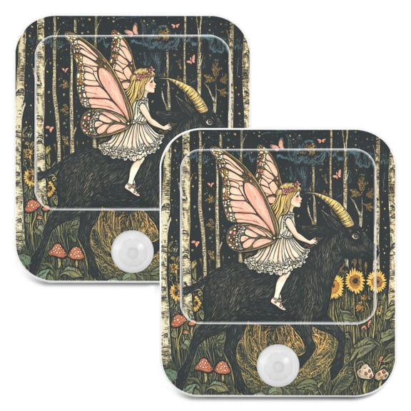 WOBOGO Butterfly Wizard Night Light Lamp with Smart Sensor Dusk to Dawn Sensor 0.6W Plug-in 2-Pack