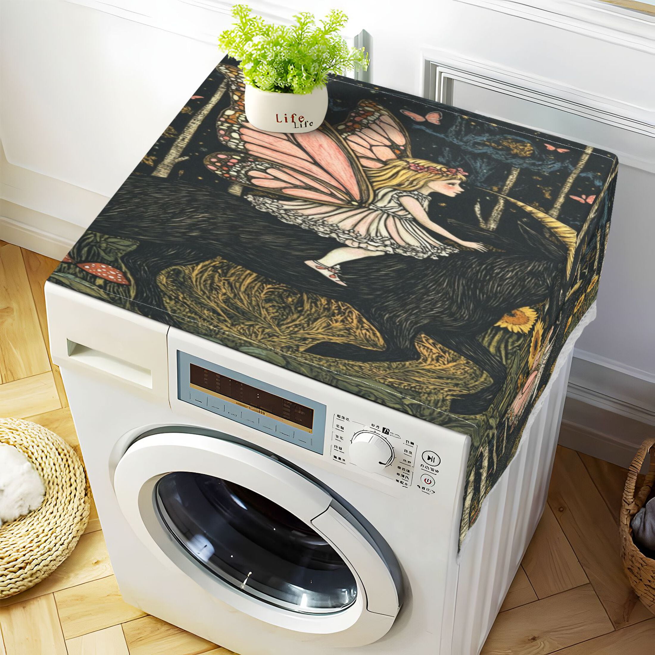 WOBOGO Butterfly Wizard Washing Machine Cloth Dryer Refrigerator Top Cover Protective Non-Slip Mat For Kitchen Laundry