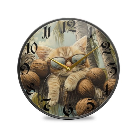 WOBOGO Calico Cat Acrylic Wall Clock Battery Operated 11.9in Silent No Tick Bedroom Living Room Office Classroom Decoration