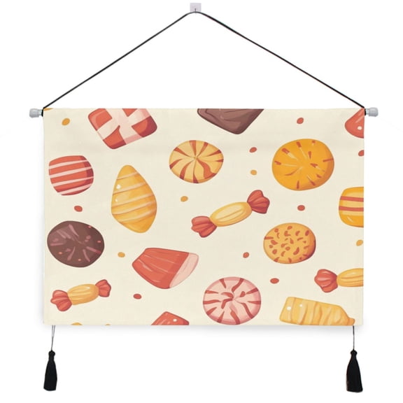 WOBOGO Candy Snacks Pattern Living Room Canvas Wall Art Bedroom Study Framed Canvas Print Artwork Home Office Decorations 24.516.7in