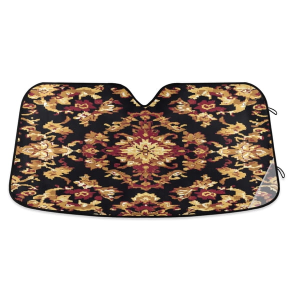 WOBOGO Carpet Patterns Car Windshield Sunshades Autopilot Lightweight Accordion Sun Visor 53×23.5in