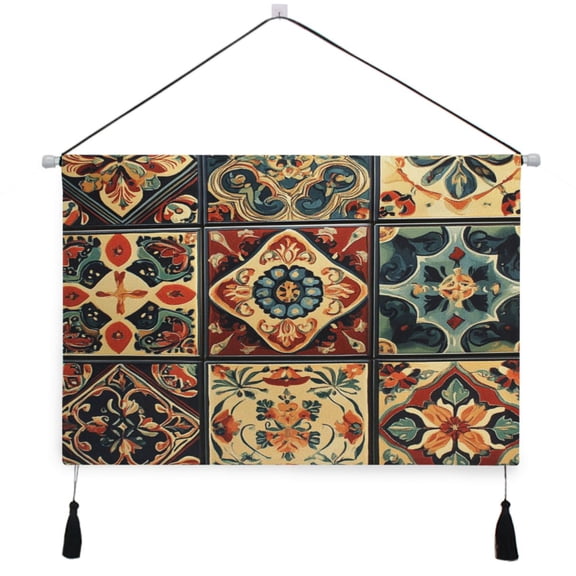 WOBOGO Carpet Patterns Living Room Canvas Wall Art Bedroom Study Framed Canvas Print Artwork Home Office Decorations 24.516.7in