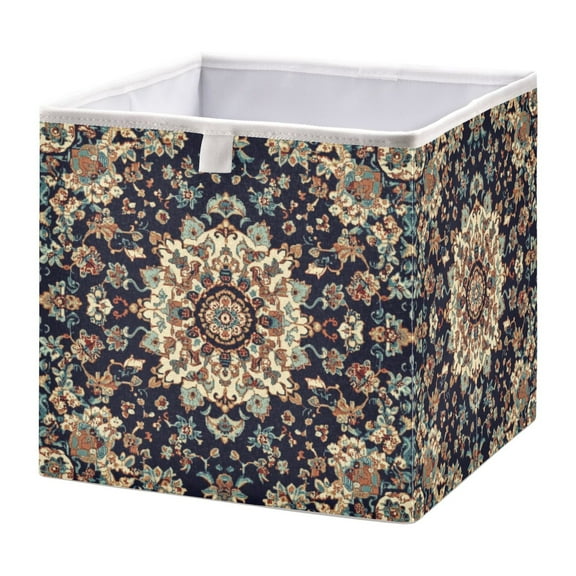 WOBOGO Carpet Patterns Storage Basket Foldable Easy to Clean Durable with Hollow Support Plate with Handle 11.02×11.02×11.02 in