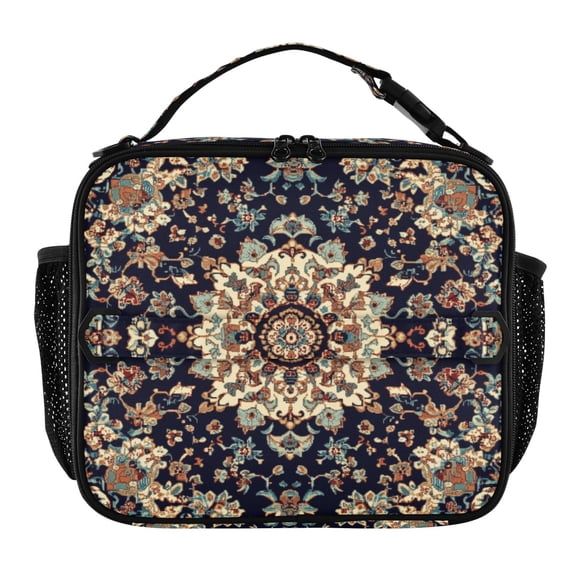 WOBOGO Carpet Patterns Tote Lunch Bag High Quality Insulated Aluminium Film For Cold with Adjustable Shoulder Strap 11.29.83.5in