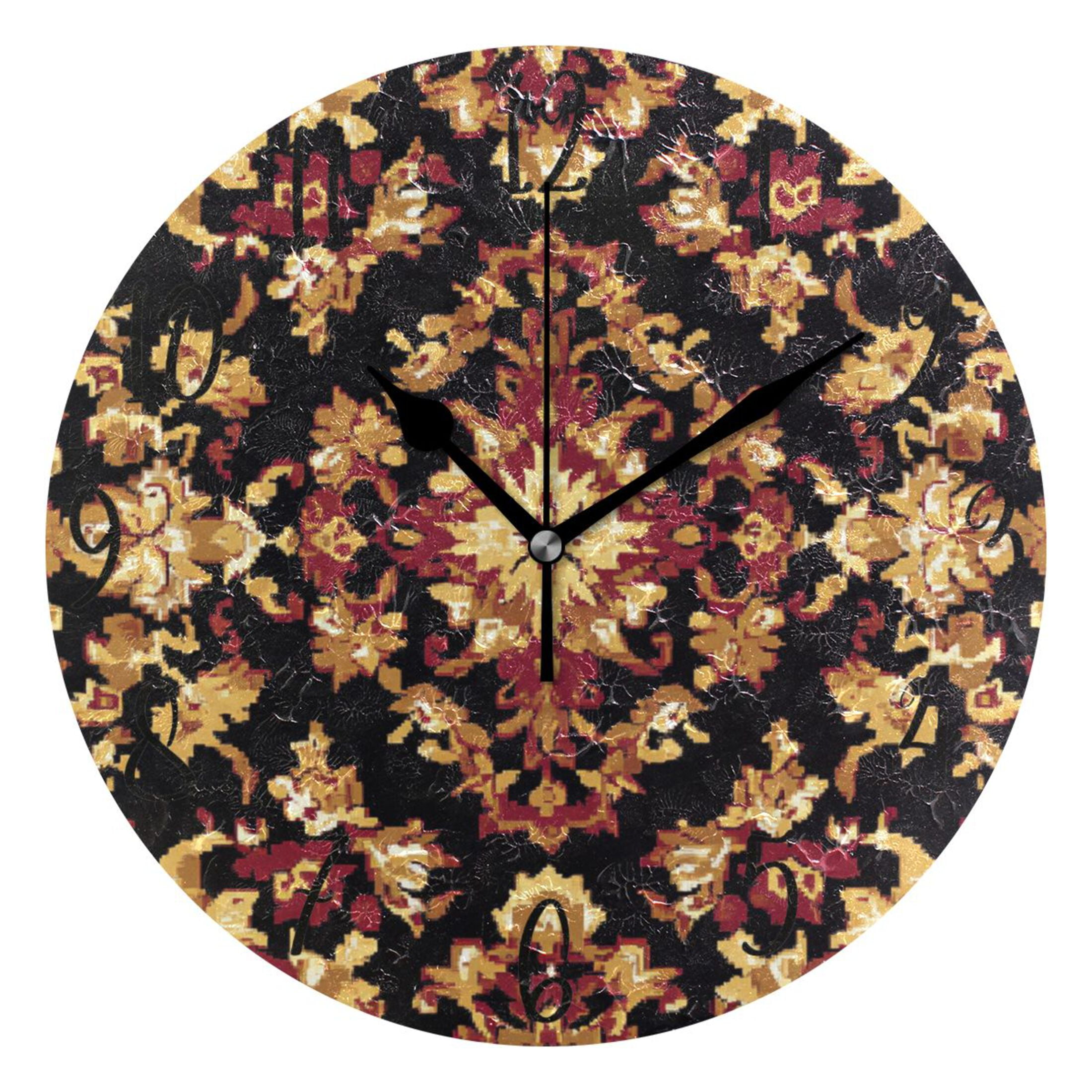 WOBOGO Carpet Patterns Wall Clock 10in Silent Mechanism Battery ...