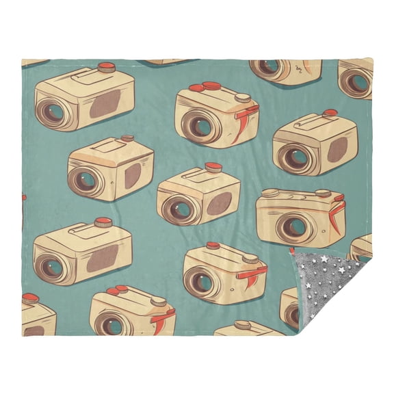 WOBOGO Cartoon Camera Pattern Facecloth Blanket Fluorescent Effect in The Dark Four Seasons of Comfortable and Soft Skin Friendly Sheet 7055in