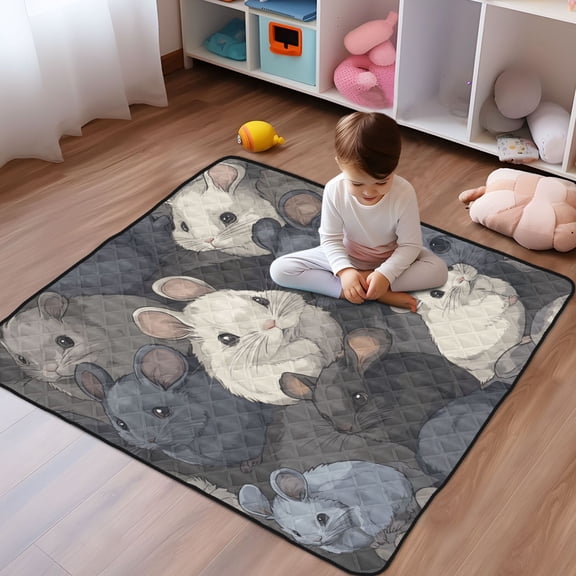 WOBOGO Cartoon Chinchilla Baby Playmats Extra Large Waterproof Rollable Activity Pads for Toddlers 5050inch
