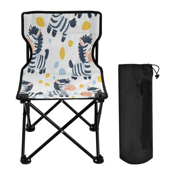 WOBOGO Cartoon Cute Zebra Camping Chair Convenient Four Corner Backrest Folding Stool Can Hold Up to 220lbs